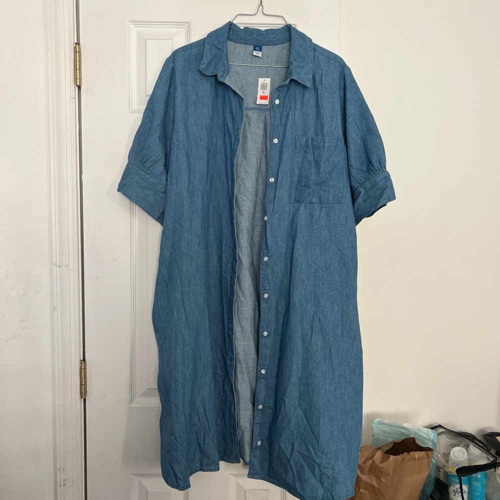 Old Navy Blue Shirt Dress XL Tall